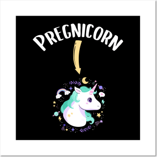 Pregnicorn Funny Pregnancy Unicorn Design Posters and Art